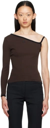 COURRÈGES BROWN SINGLE-SHOULDER T-SHIRT