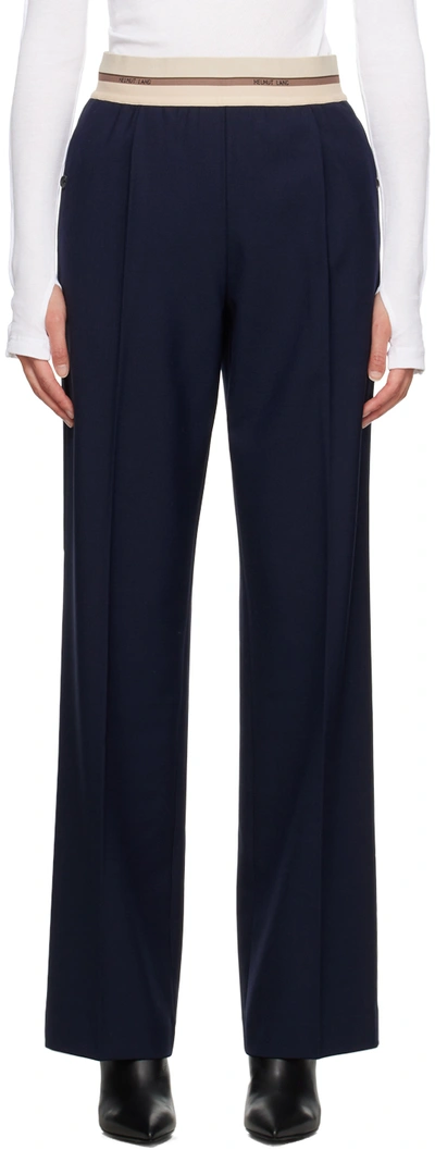 Helmut Lang Navy Wide-leg Trousers In Blau