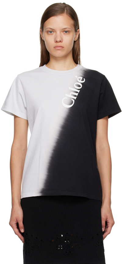 CHLOÉ BLACK & GRAY GRADIENT T-SHIRT