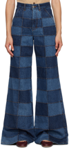 Chloé Patchwork High-rise Wide-leg Jeans In 4za Multicolor Blue