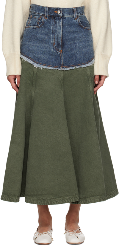 Chloé Blue & Green Flared Maxi Skirt In Blue - Green 1