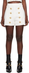 BALMAIN WHITE FRINGED SHORTS