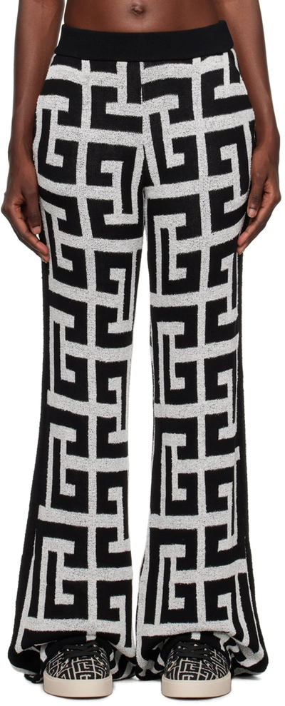 Balmain Black & White Monogram Lounge Pants In Gab Blanc/noir