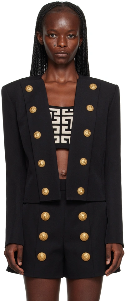 Balmain Black Open Jacket In 0pa Noir