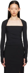 HELMUT LANG BLACK SHRUG LONG SLEEVE T-SHIRT