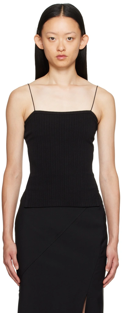 Helmut Lang Black Asymmetric Tank Top In Black - 001