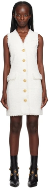 Balmain V-neck Buttoned Tweed Minidress In 0fa Blanc