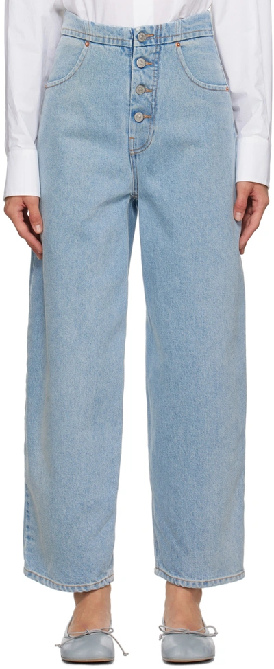 Mm6 Maison Margiela Blue Button-fly Jeans In 975 Light Blue