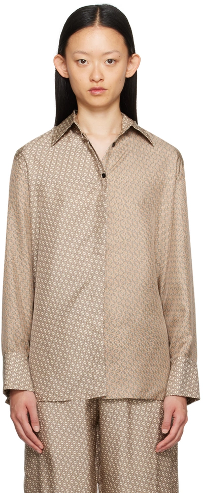 Esse Studios Beige Linka Shirt In Duo Linka Print