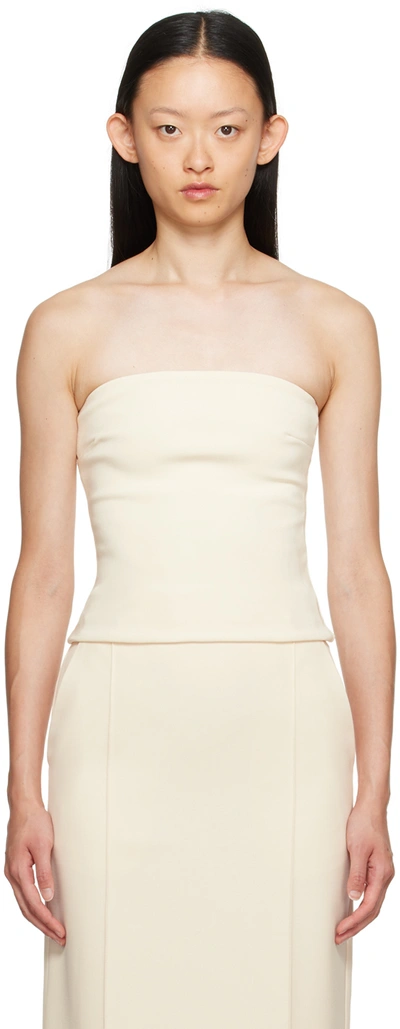 Esse Studios Beige Straight Neck Camisole In Crema