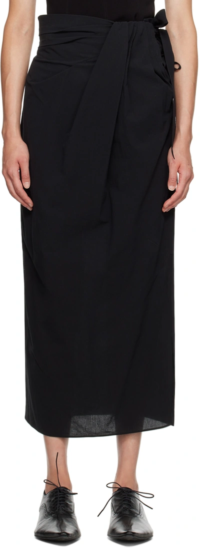 Mame Kurogouchi Black Wrap Midi Skirt