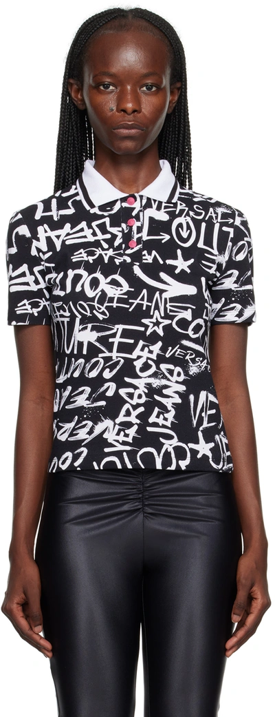 Versace Jeans Couture Graffiti Printed Polo Dress In White