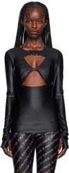 Versace Jeans Couture Black V-emblem Long Sleeve T-shirt In E899 Black