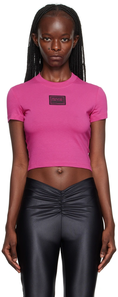 Versace Jeans Couture Pink Piece Number T-shirt In Fuchsia
