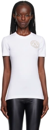 Versace Jeans Couture Logo-printt-shirt In Eg03 White + Gold