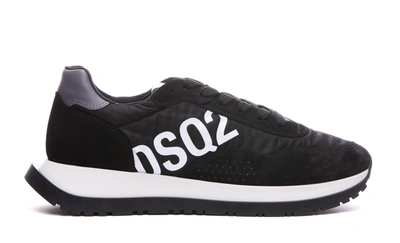 Dsquared2 Nylon And Suede Running Sneakers In Nero