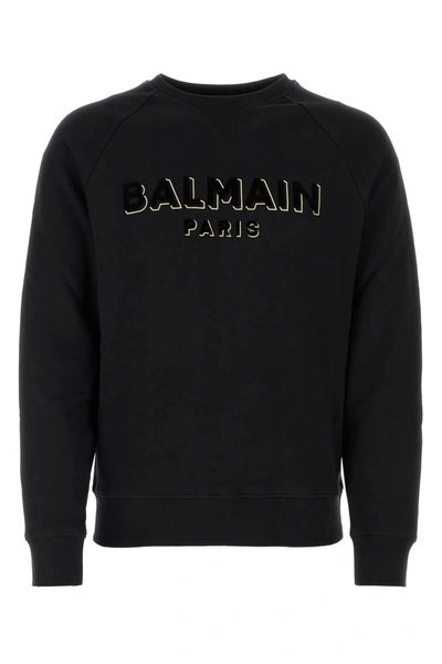 Balmain Black Sweatshirt With Logo In Nero
