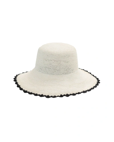 Freya Women's Crochet Straw Bucket Hat In White