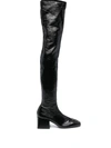 Courrèges 60mm Logo-plaque Leather Boots In Black