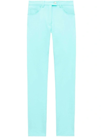 Courrèges Logo-embroidered Straight-leg Trousers In Blue