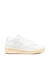JIL SANDER JIL SANDER COW LEATHER AND FABRIC MESH MID CUT SNEAKERS SHOES