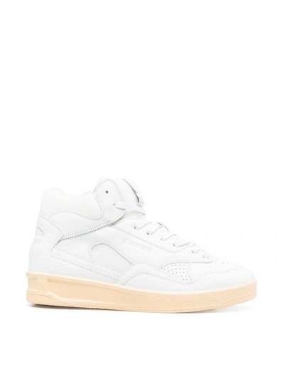 Jil Sander Low Cut Sneakers With Towel Effect In White