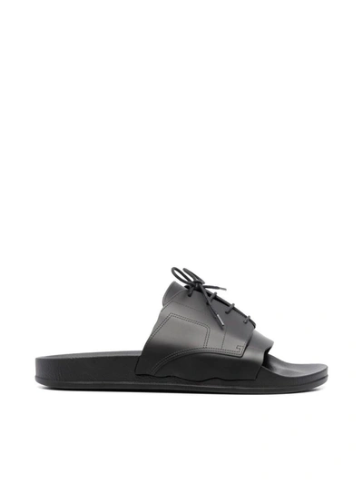 Maison Margiela Lace-up Rubber Slides In Nero