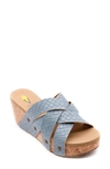Volatile Newport Crisscross Platform Slide Sandal In Denim