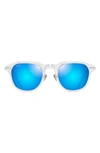 Maui Jim Alika 49mm Polarizedplus2® Round Sunglasses In Crystal W/ Dark Gunmetal