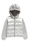 MONCLER KIDS' QUILTED NYLON & COTTON FLEECE HOODED CARDIGAN