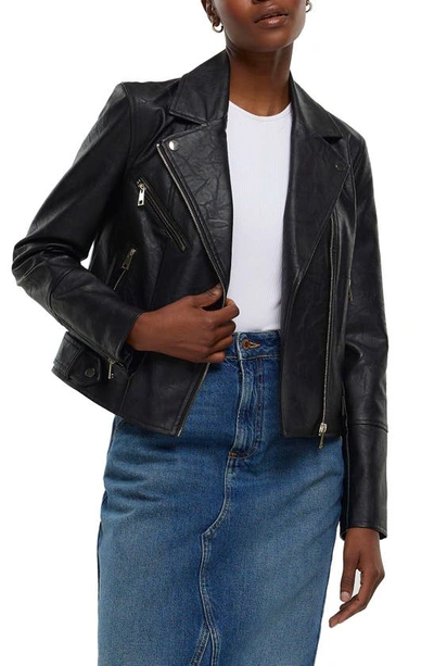 River Island Core Biker Jacket In Black