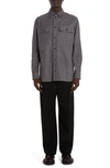 BOTTEGA VENETA FLANNEL PRINT LAMBSKIN LEATHER SHIRT JACKET