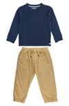 Ruggedbutts Waffle Knit Top & Drawstring Joggers Set In Navy