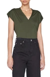 Frame Le High Rise V-neck Organic Pima Cotton T-shirt In Surplus