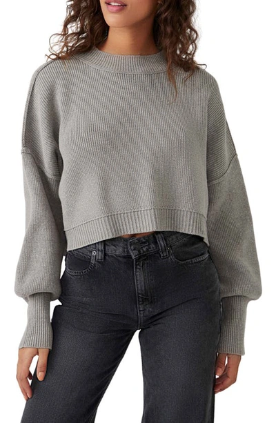 Free People Easy Street Crop Pullover In Heather Gray