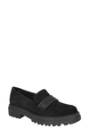 Bella Vita Paz Lug Loafer In Black Suede Leather