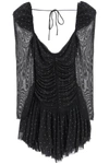 Rotate Birger Christensen Rhinestone-embellished Ruffle Mesh Mini Dress