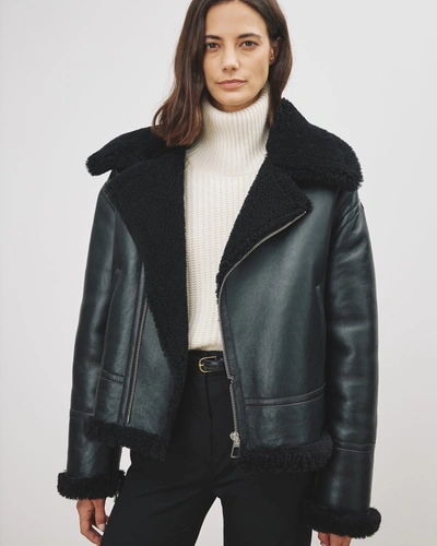 Nili Lotan Barthelemy Shearling Biker In Black