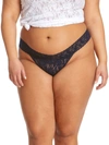 Hanky Panky Plus Size Signature Lace Original Rise Thong In Blue