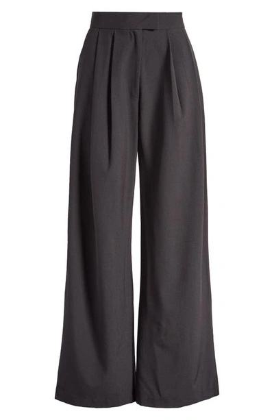 Asos Design Pleated Wide Leg Trousers In Black