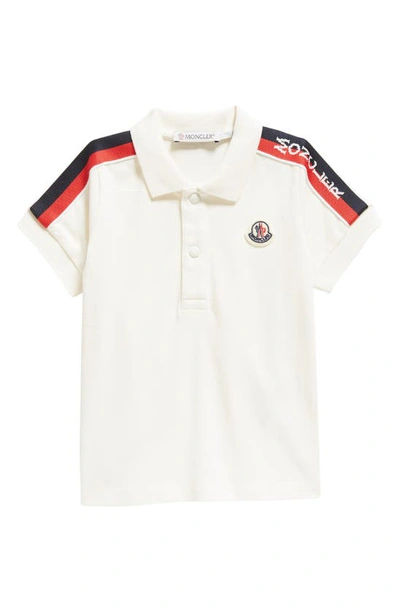 MONCLER KIDS' LOGO STRIPE STRETCH PIQUÉ POLO