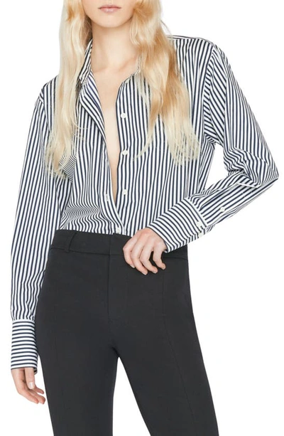 Frame The Oversize Organic Cotton Button-up Shirt In Blanc Multi
