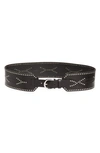 Isabel Marant Stud-embellished Leather Belt In Black/ Silver