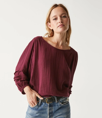 Michael Stars Pruitt Balloon Sleeve Top In Plum