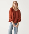 Michael Stars Pruitt Balloon Sleeve Top In Pecan