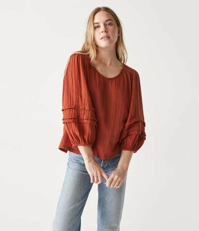 Michael Stars Pruitt Balloon Sleeve Top In Pecan