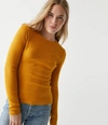 Michael Stars Zola Ribbed Tee In Dark Turmeric
