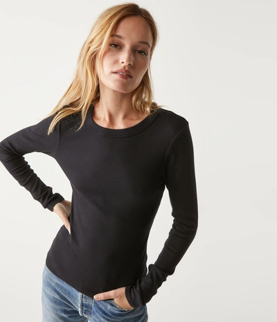 Michael Stars Rachel Ribbed Tee In Black
