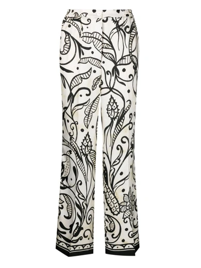 F.r.s. - For Restless Sleepers Printed Silk Trousers In White