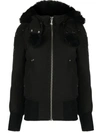 Moose Knuckles Debbie Shearling Trimmed Hooded Bomber Jacket In Black